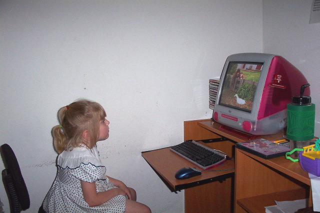 Hannah watching a DVD