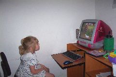 Hannah watching a DVD