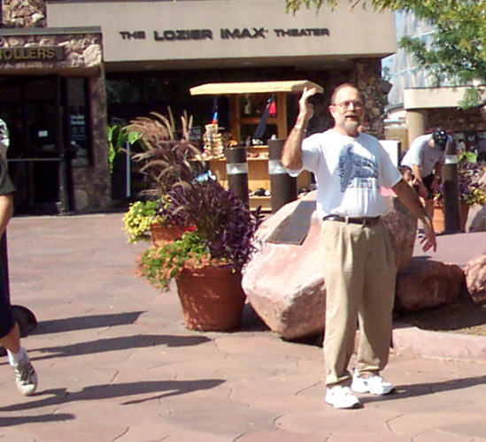 Dad poses at the Henry Dorley Zoo