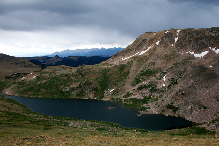 Looking down about 2000 feet at a lake