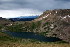 Looking down about 2000 feet at a lake